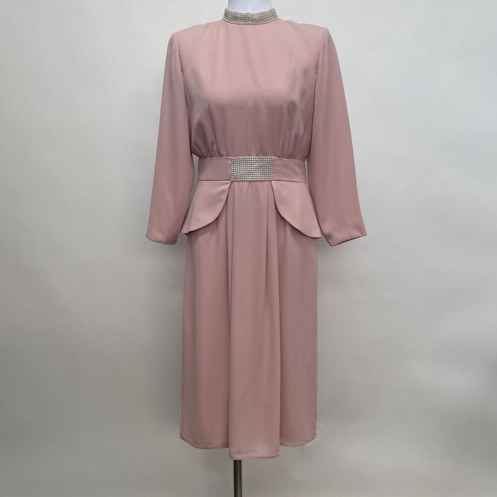 Women's Dress Small Medium Pink Rhinestones Mother of the Bride